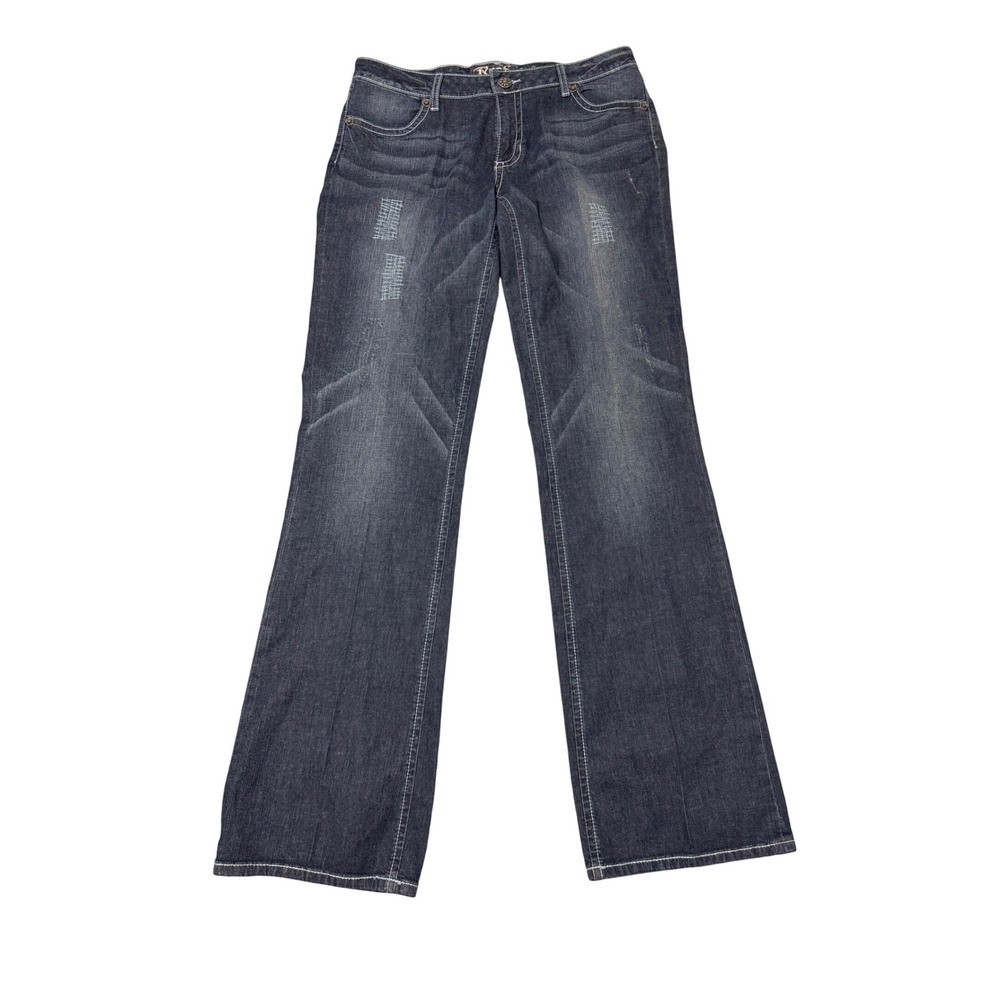 Rock 47 by Wrangler Womens Ultra Low Rise Bootcut Jeans Dark Wash 11x36 Western